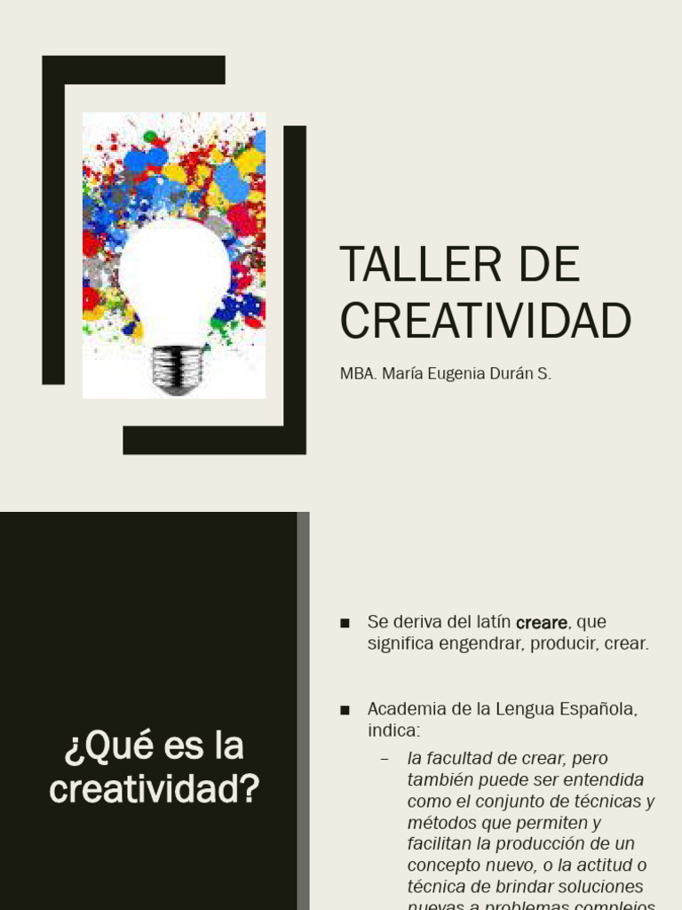 Taller de Creatividad: Definición y Niveles | PDF | Creatividad ...
