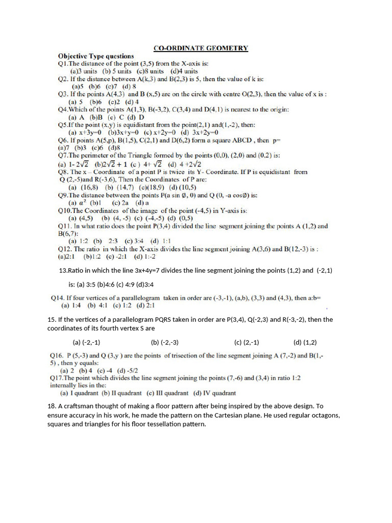 Revision Coordinate With Answers | PDF