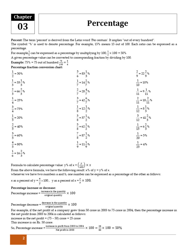 Understanding Percentages and Calculations | PDF | Percentage ...