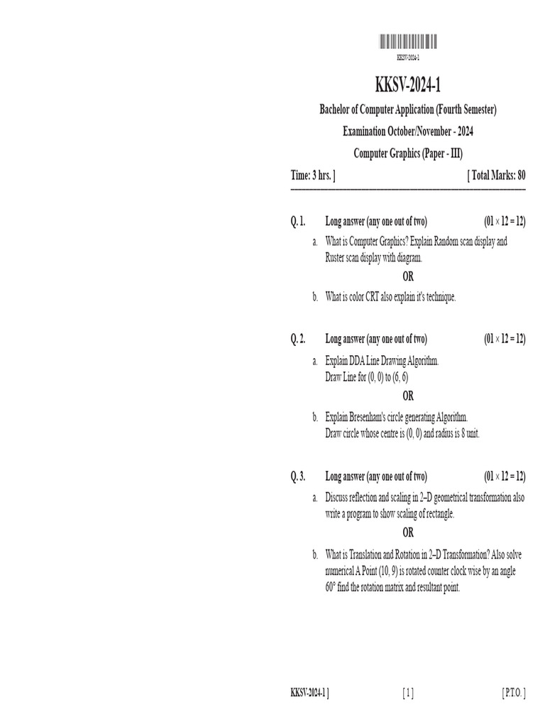144 - Oct - Nov - 24 - BCA - Sem IV - Paper III - Computer Graphics ...