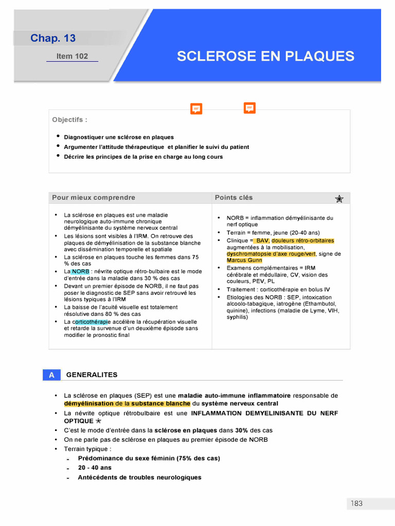 Diagnostic et traitement de la SEP PDF Sclérose en plaques Œil humain — free download