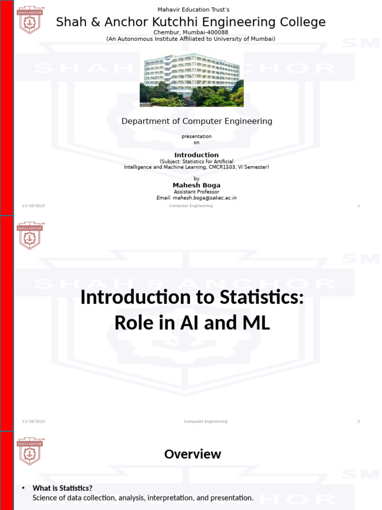 Statistics in AI & ML Overview | PDF | Statistics | Machine Learning