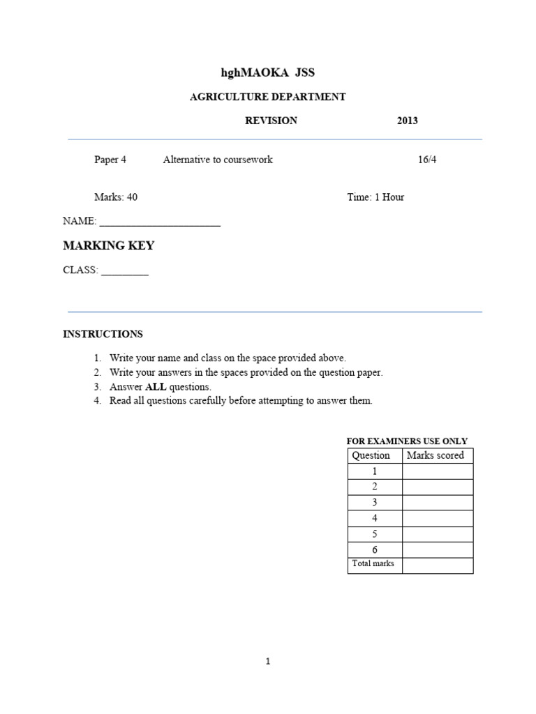 Marking Key Paper 4 2013-1 | PDF | Fertilizer | Vegetables