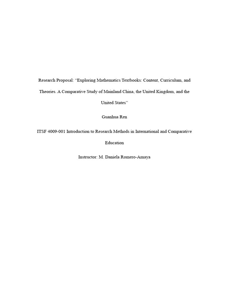 Research Proposal Exploring Mathematics Textbooks Content Curriculum ...