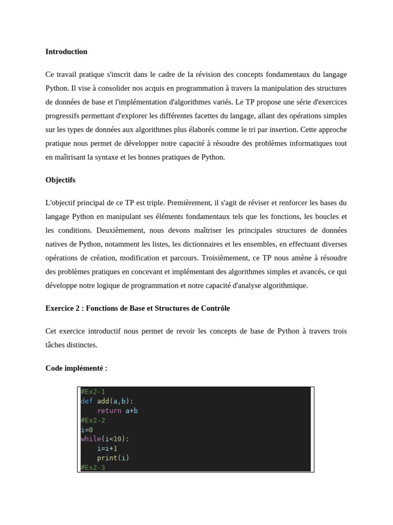 TP Python : Structures et Algorithmes | PDF | Python (Langage de ...