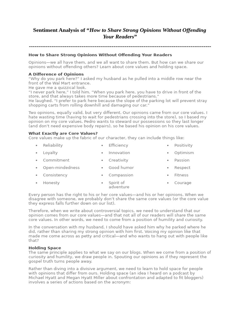 Sentiment Analysis of A Blog Post | PDF | Feeling | Empathy