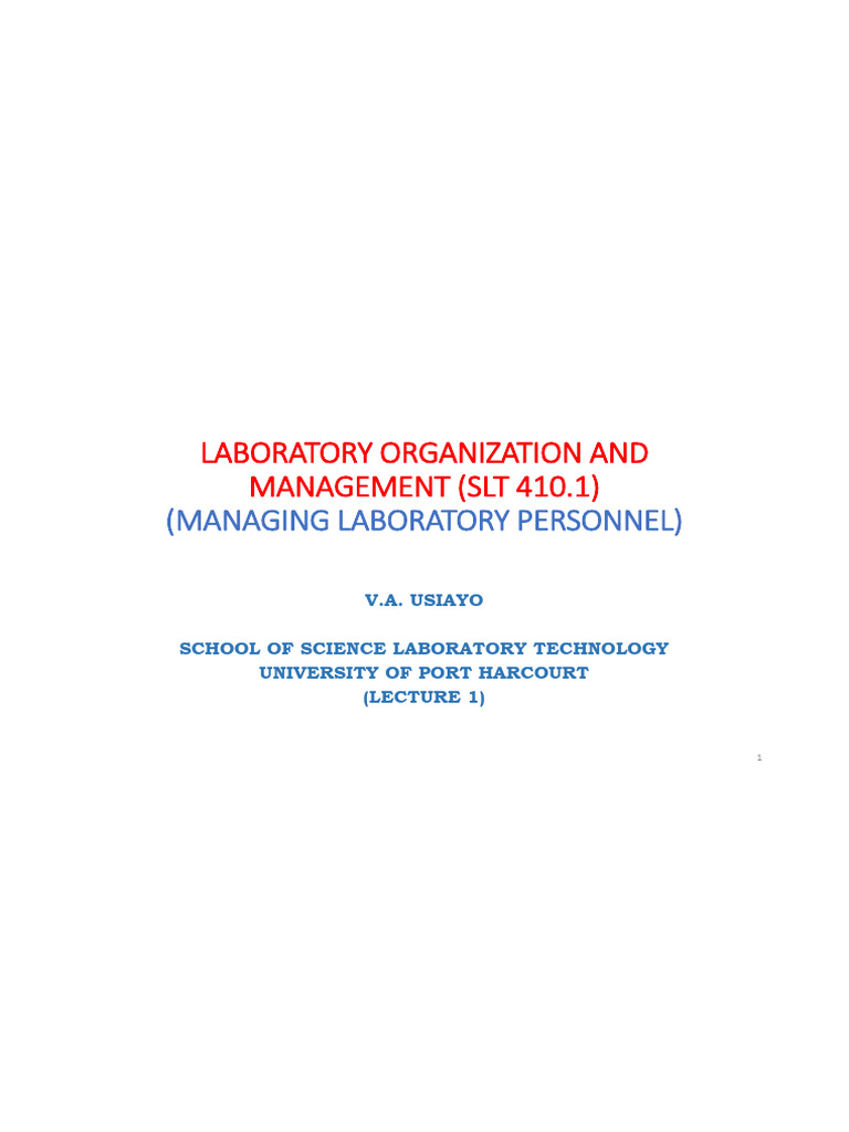 SLT 410.1 (Managing Laboratory Personel) PDF | PDF | Laboratories ...