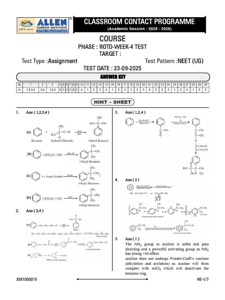 Rotd Week 4 Test HS | PDF | Organic Chemistry | Chemistry