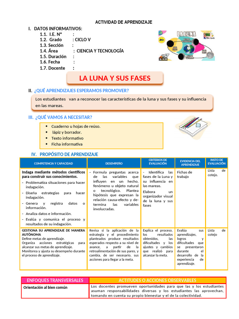 Fases de la Luna y su Influencia | PDF | Luna | Tierra