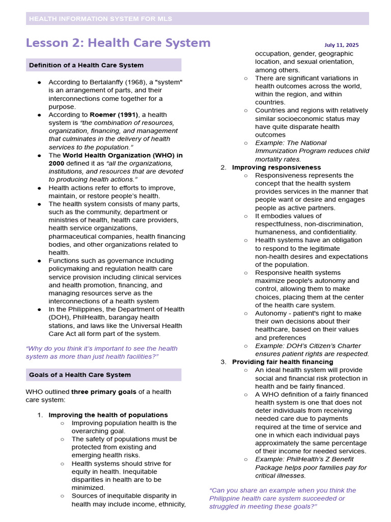 Health Care System Overview and Goals | PDF | Health Human Resources ...