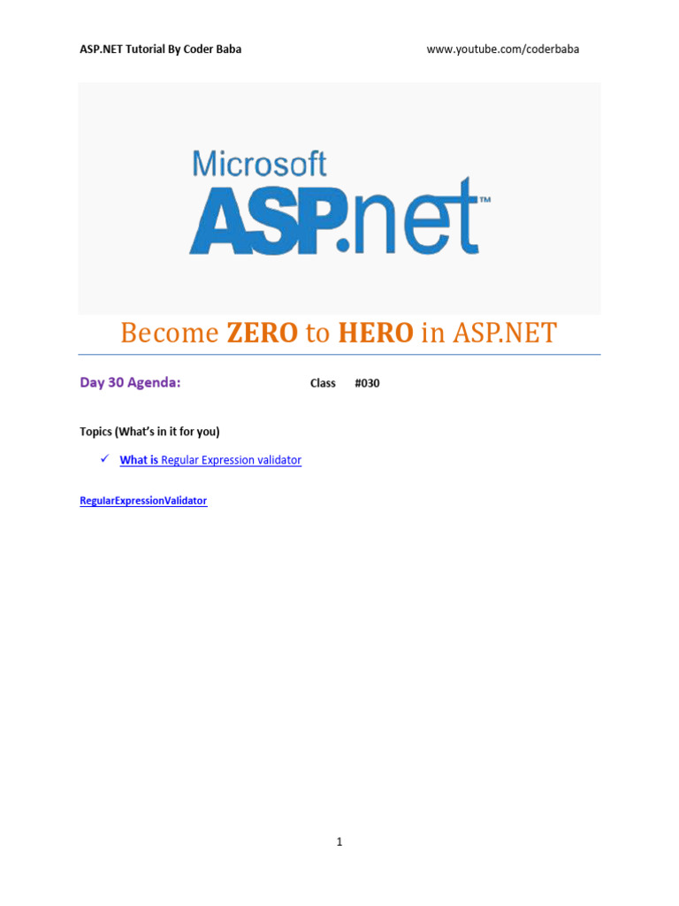ASP.NET Regular Expression Validator Guide | PDF | Regular Expression ...