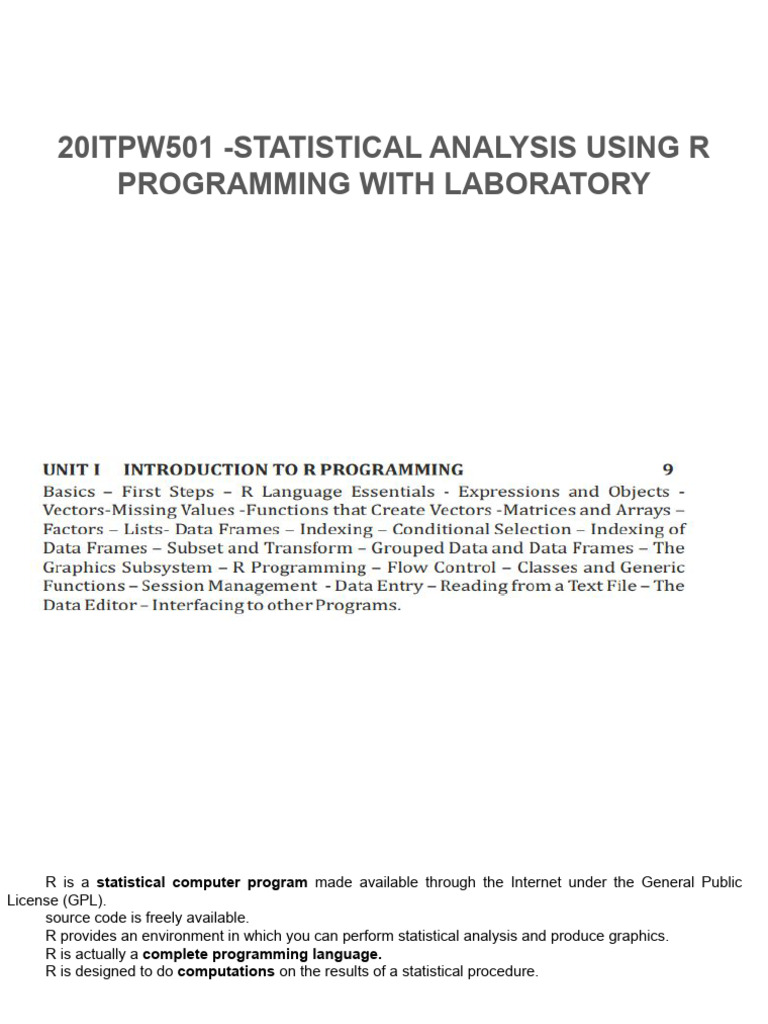 Statistical Analysis with R Programming | PDF | Matrix (Mathematics ...