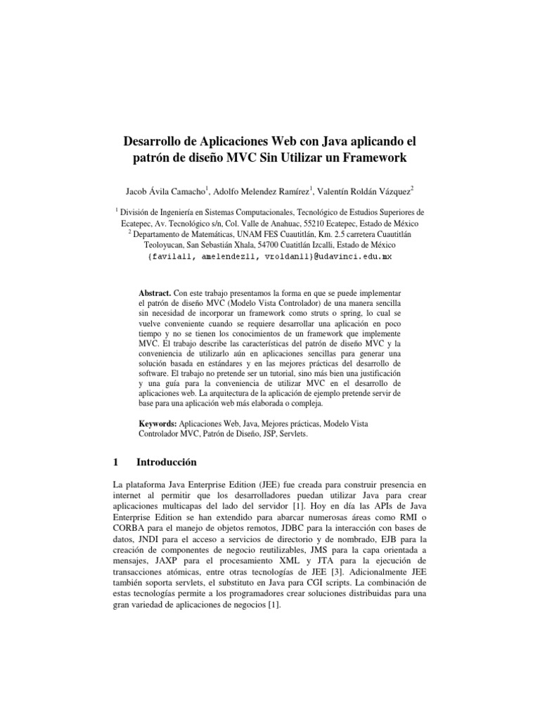 MVC en Aplicaciones Web con Java | PDF | Páginas del servidor Java ...