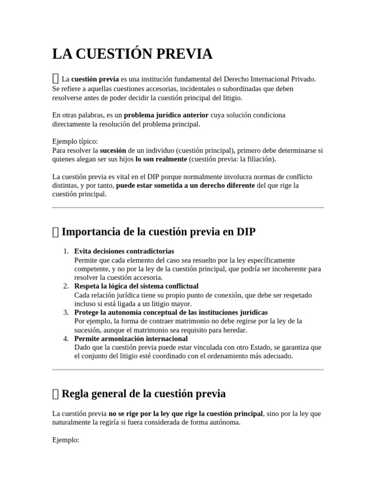 Importancia de la Cuestión Previa en DIP | PDF | Justicia | Crimen y ...
