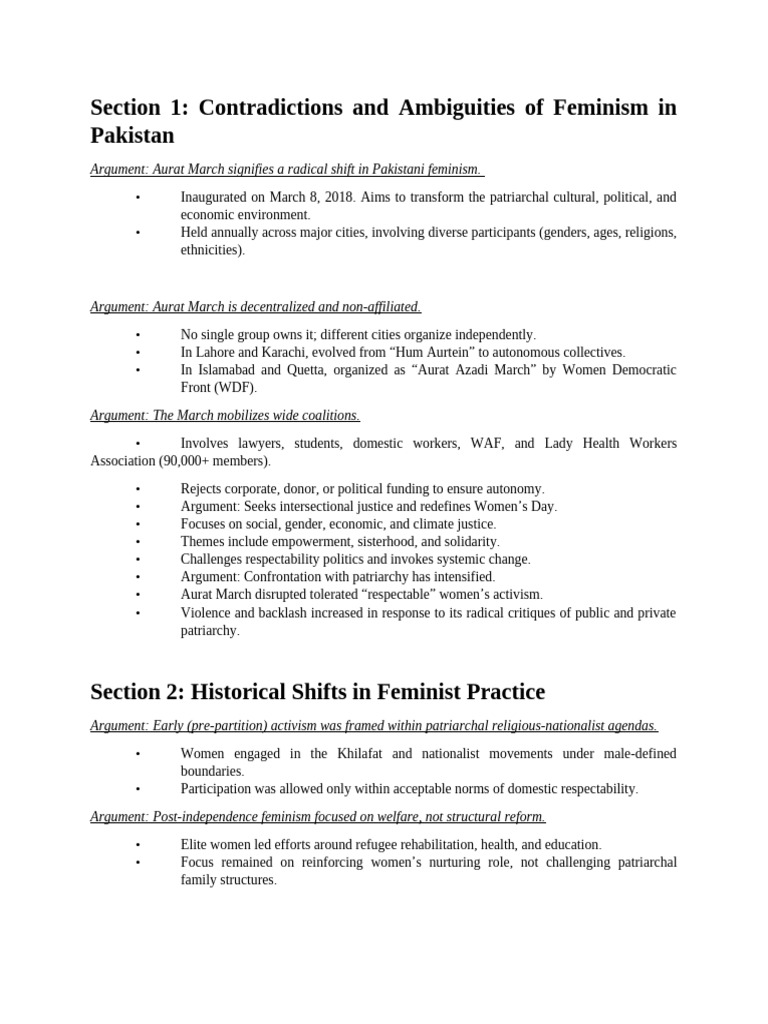 Contradictions and Ambiguities in Feminism in Pakistan | PDF | Gender ...
