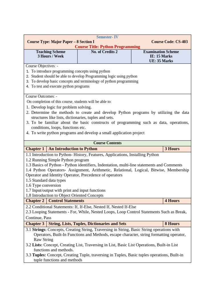Python Programming Course Overview | PDF | Method (Computer Programming ...