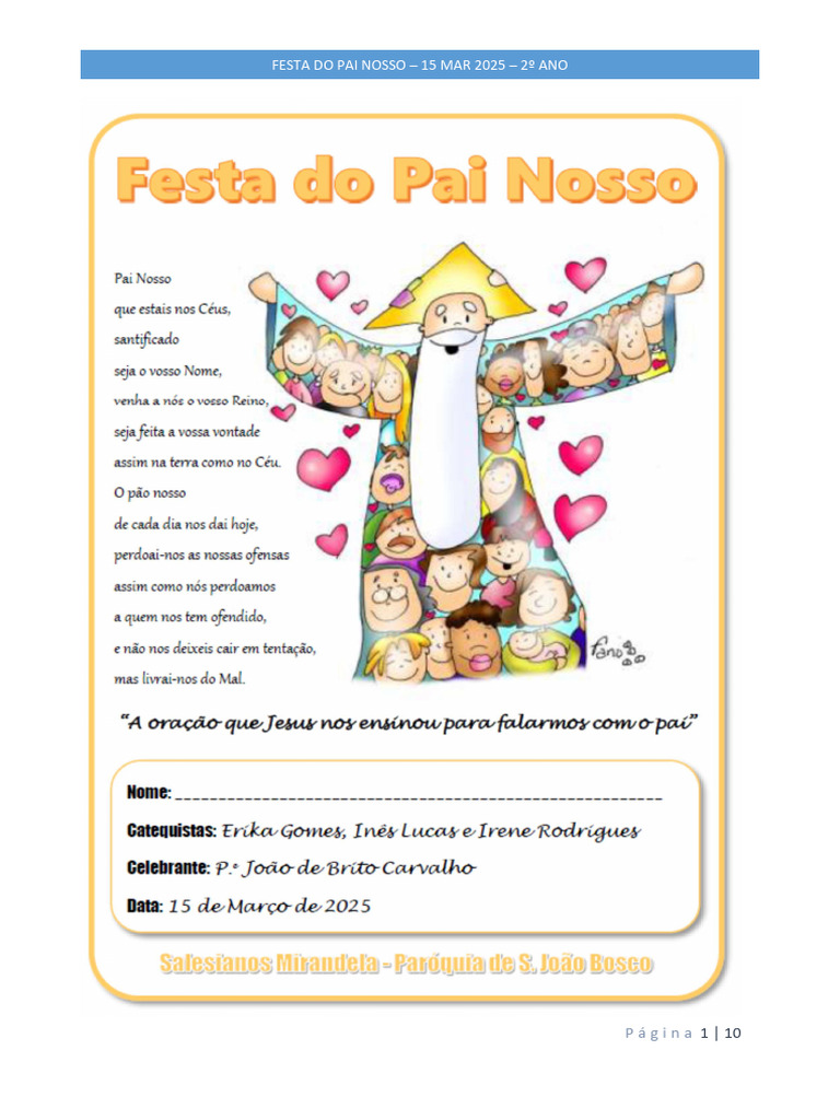 Festa do Pai Nosso - 15 Mar 2025 | PDF | Oração do Senhor | Oração