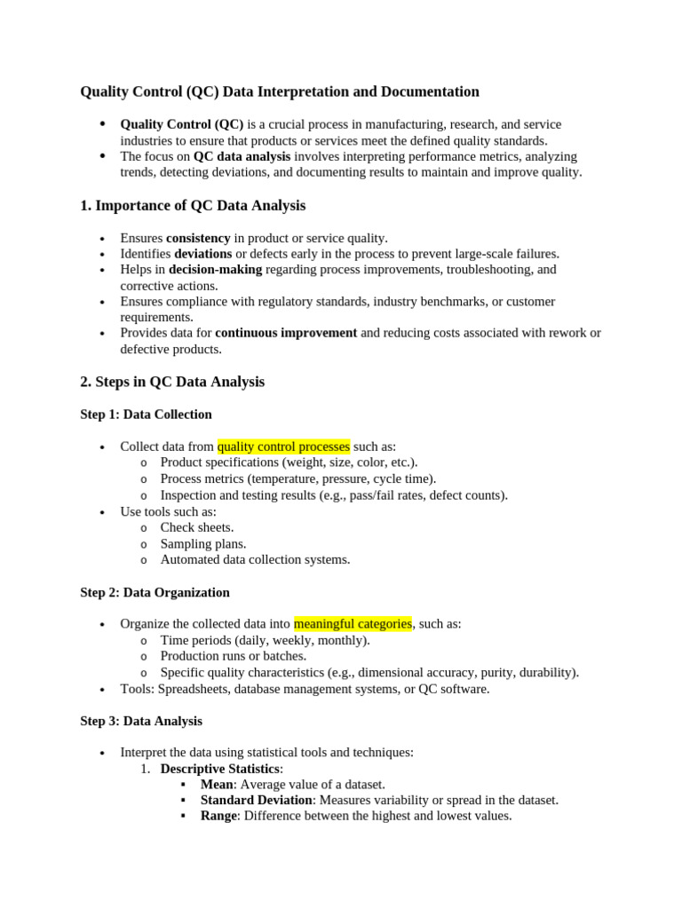 QC Data Analysis and Documentation Guide | PDF | Data Analysis | Statistics