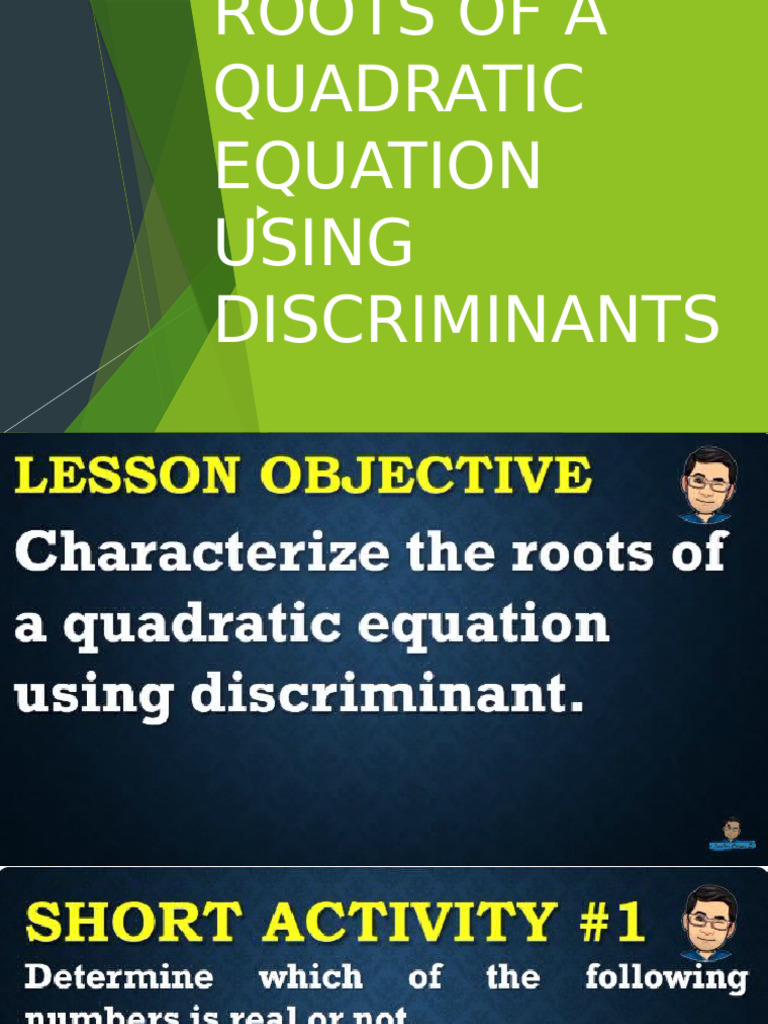 Math+9 4 +Nature+of+Roots+ (Discriminants) | PDF