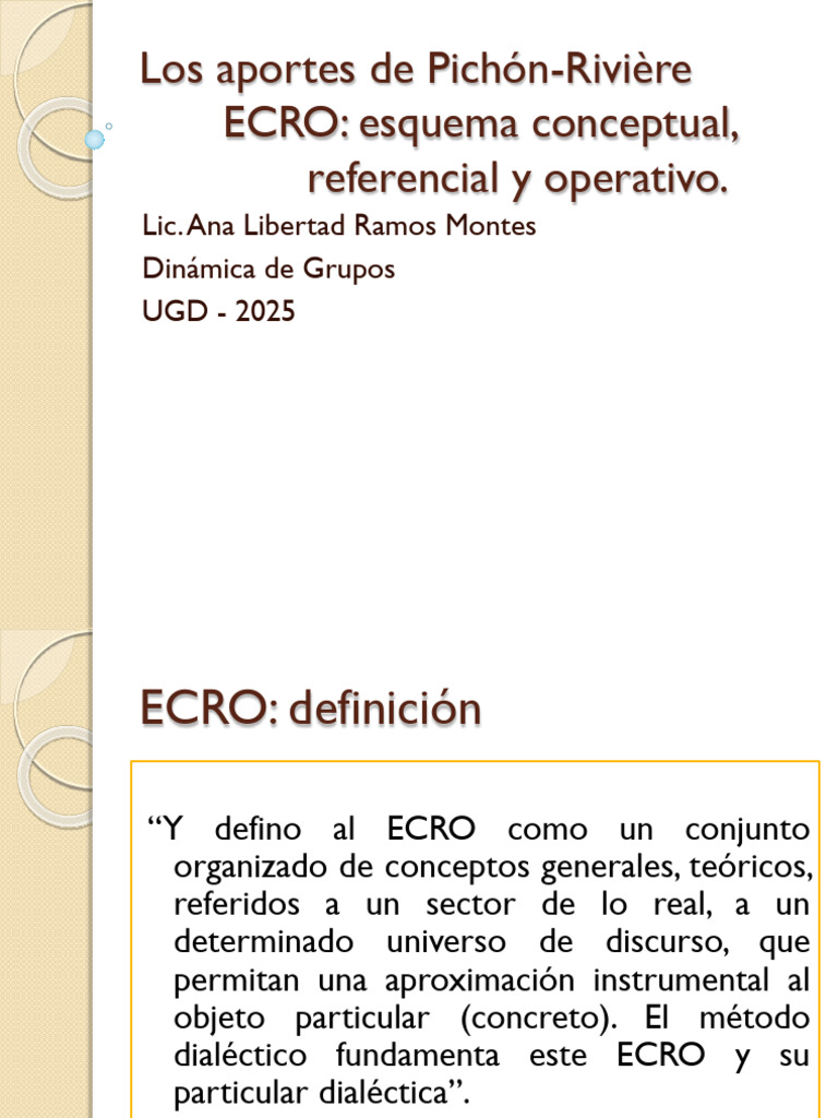 Aportes de Pichón-Rivière: ECRO en Grupos | PDF | Dialéctico | Realidad