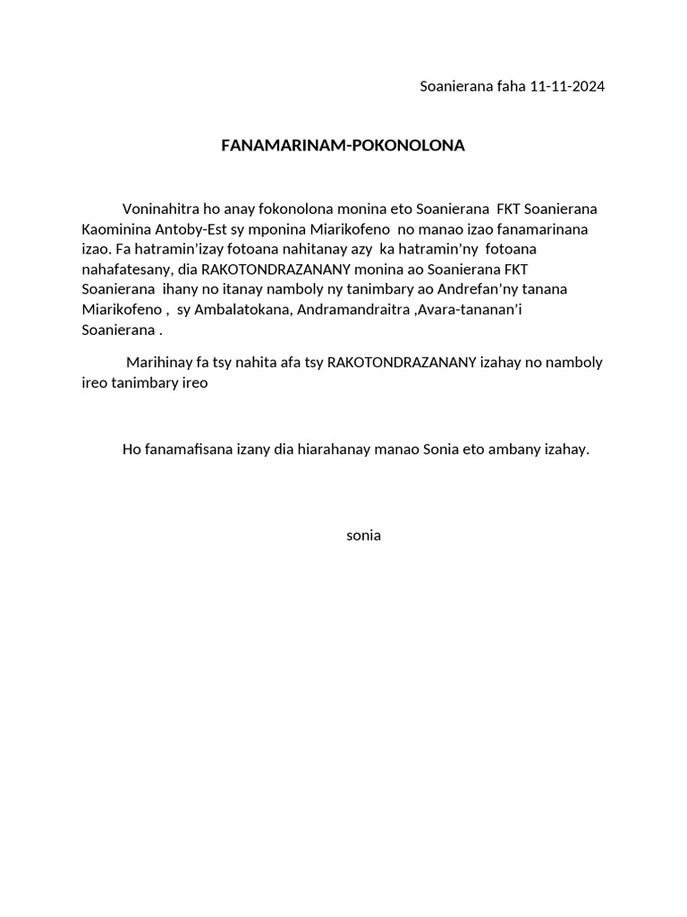 Soanierana Faha | PDF