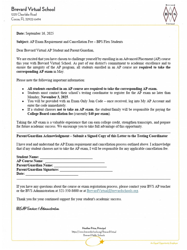 APFeeLetter2025BPSFlexPublicSchool | PDF