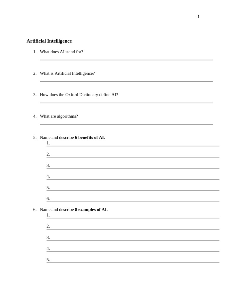 Student Worksheet - Artificial Intelligence - CyberSecurity - Apps ...