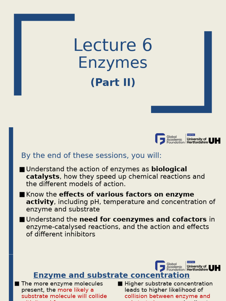 Lecture+6+Enzymes+Part+2+%28updated%29 | PDF | Enzyme Inhibitor | Enzyme