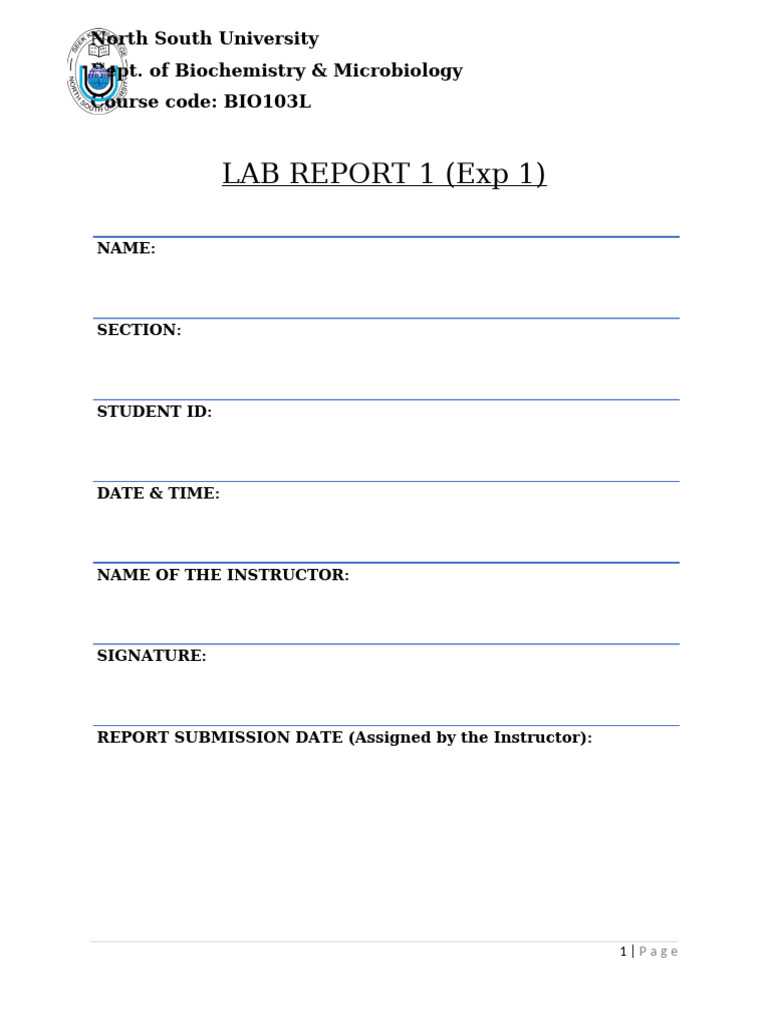 Lab Report 1 (Exp 1) - Fall 25 | PDF