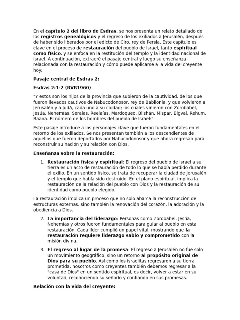 En El Capítulo 2 Del Libro de Esdras | PDF | Templo en jerusalén