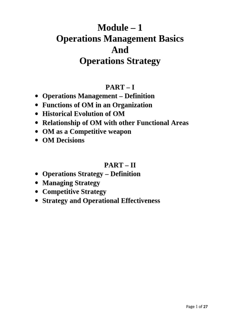 Operations Management Overview and Strategy | PDF | Warehouse ...