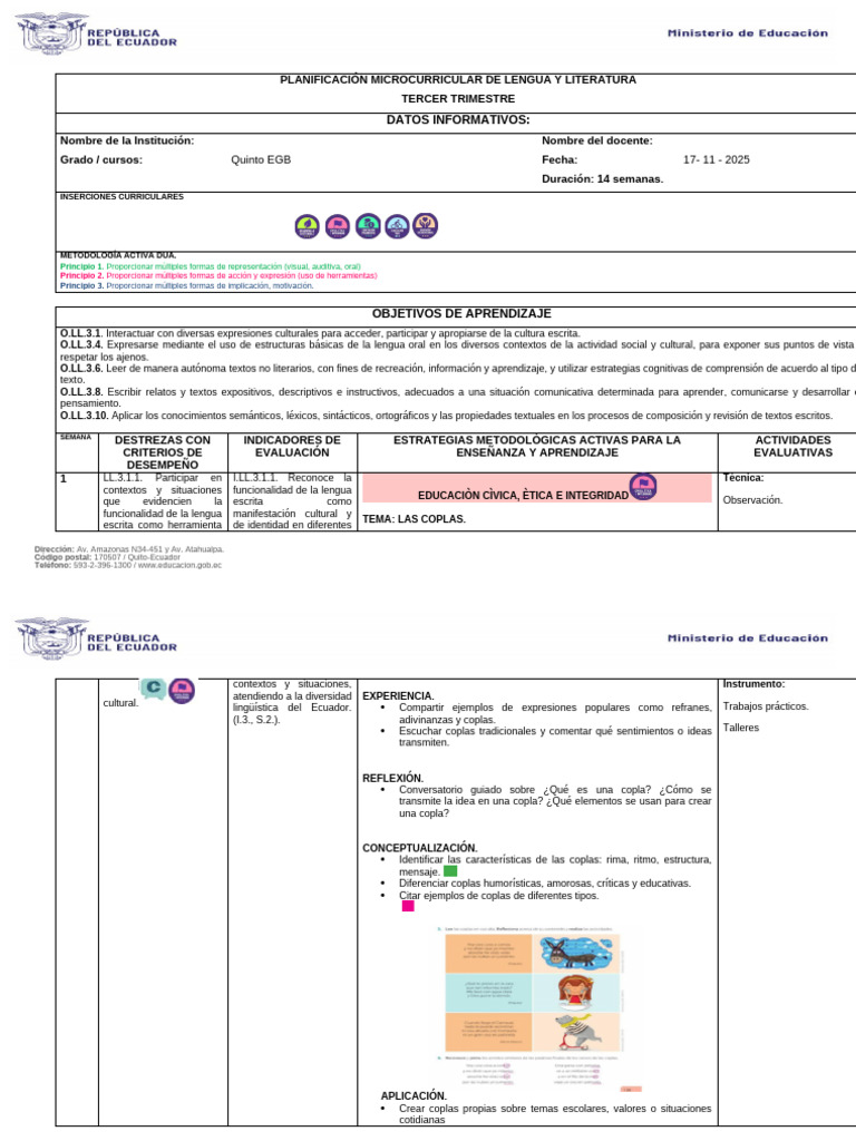5to - Ll- 3er - Trimestre | PDF | Aprendizaje | Plan de estudios
