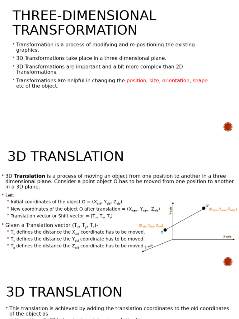 Lecture 6 3D Transformation 1 | PDF | Cartesian Coordinate System ...