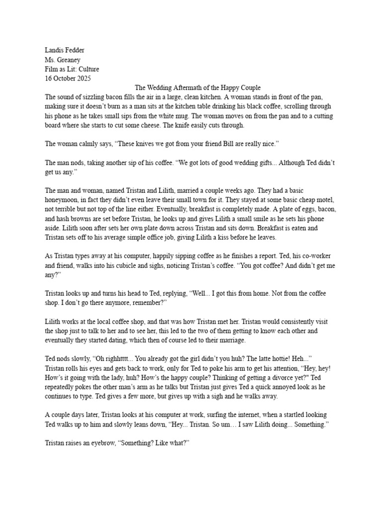 Psycho Creative Writing Assignment - Landis Fedder | PDF