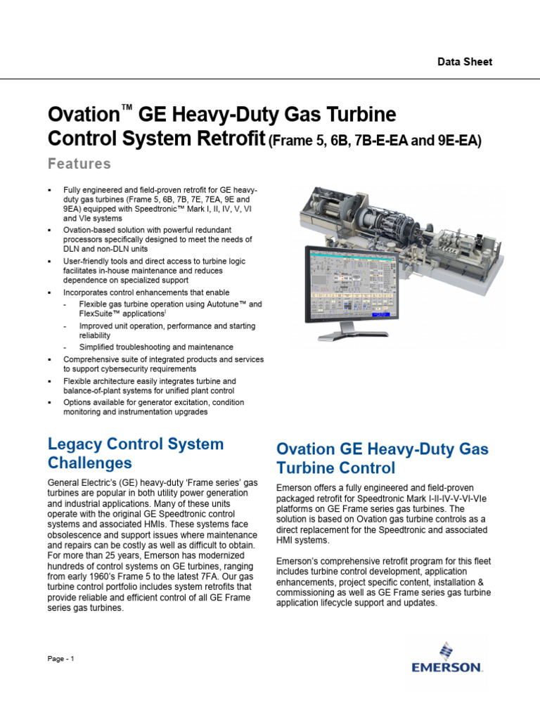 Ovation Ge Heavy Duty Gas Turbine Control System Retrofit en 586930 ...