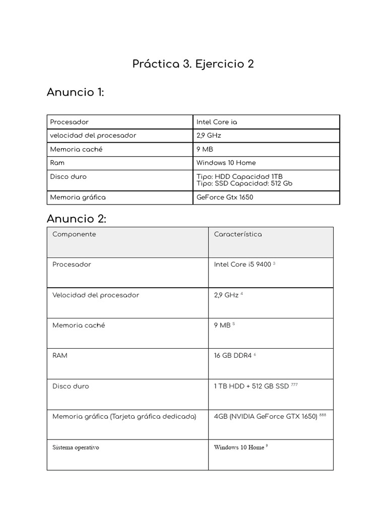 Comparativa de Componentes de PC 2023 | PDF | Microprocesador | Memoria ...