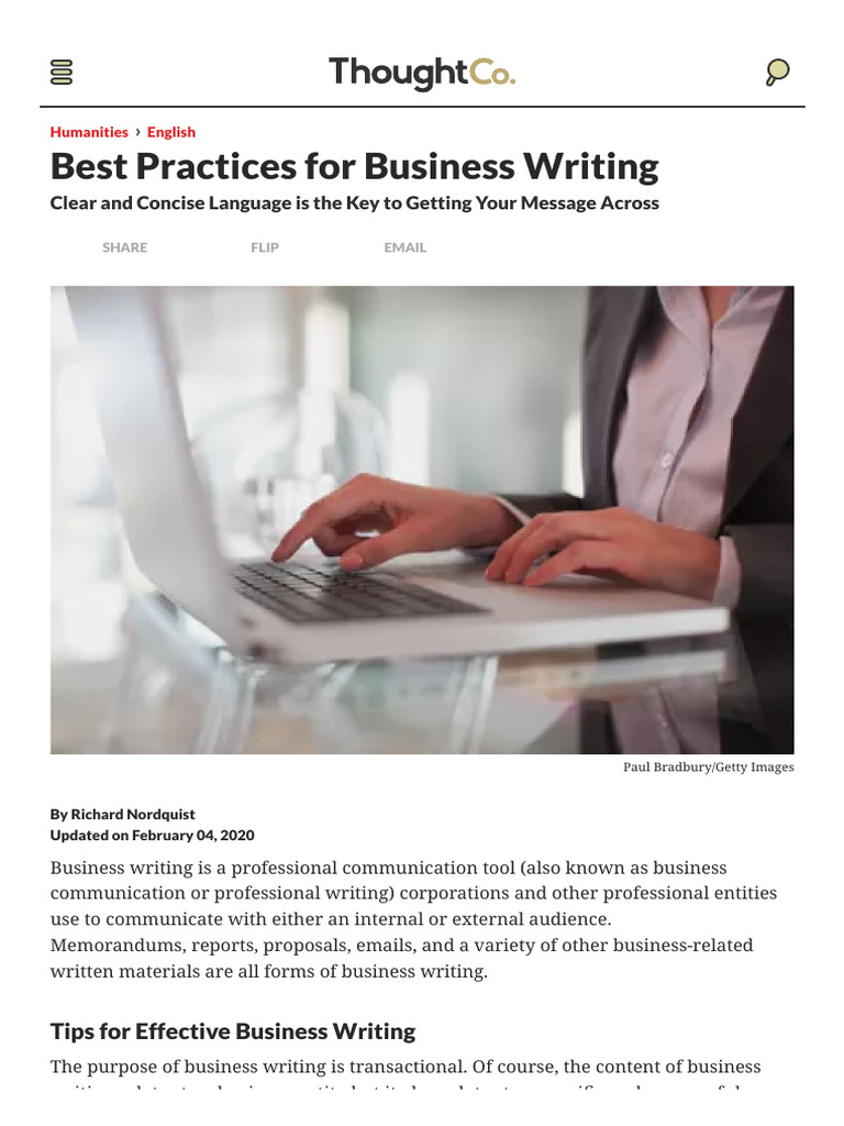 Definition and Tips For Business Writing Best Practices | PDF ...