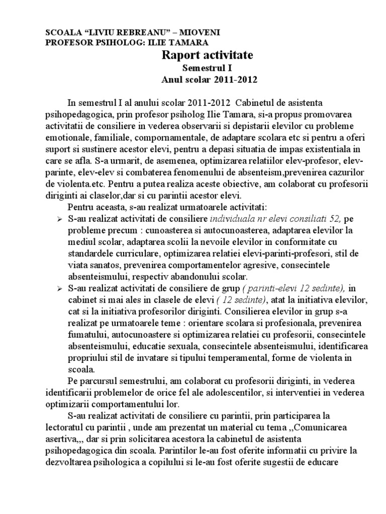 Raport Activitate