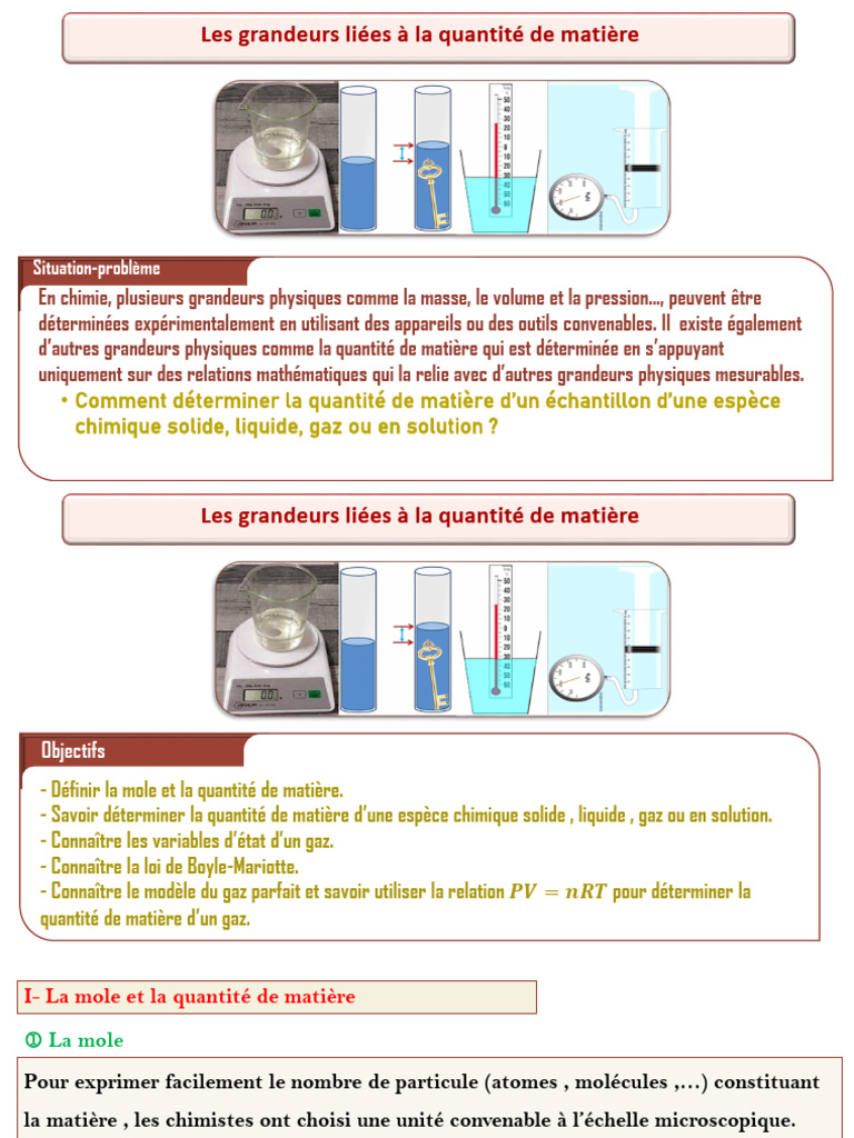 Détermination de la quantité de matière en chimie | PDF | Mole (unité ...