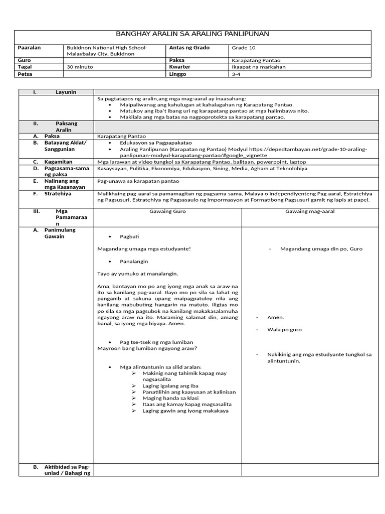LP Sample Template Deped Order No. 42 S. 2016 | PDF