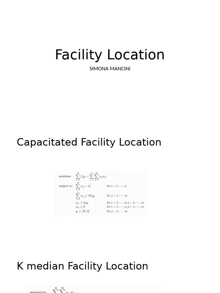 Facility Location Exercises | PDF