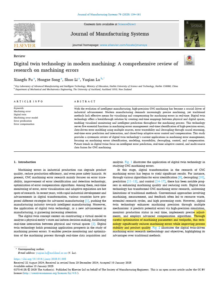 Digital Twin Technology in Modern Machining - A Comprehensive Review of ...
