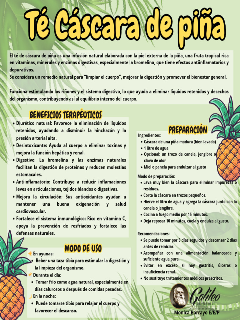 Beneficios y preparación del té de cáscara de piña | PDF | Té | Agua