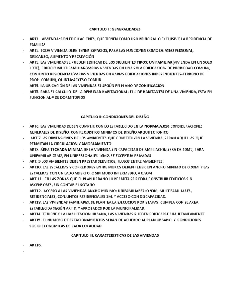 Norma A.020 para Viviendas Residenciales | PDF