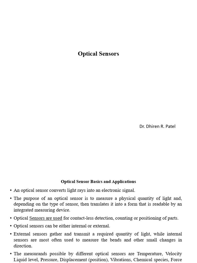 Optical Sensors: Types and Applications | PDF | Light | Laser