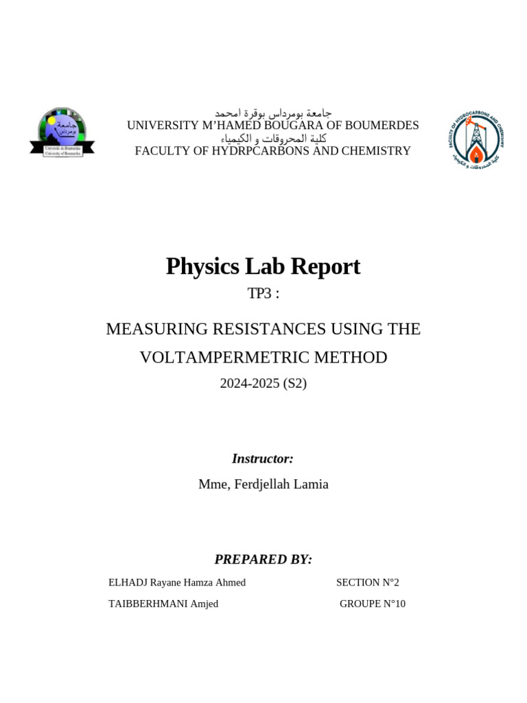 Report 3 Physics s2 | PDF | Resistor | Voltage