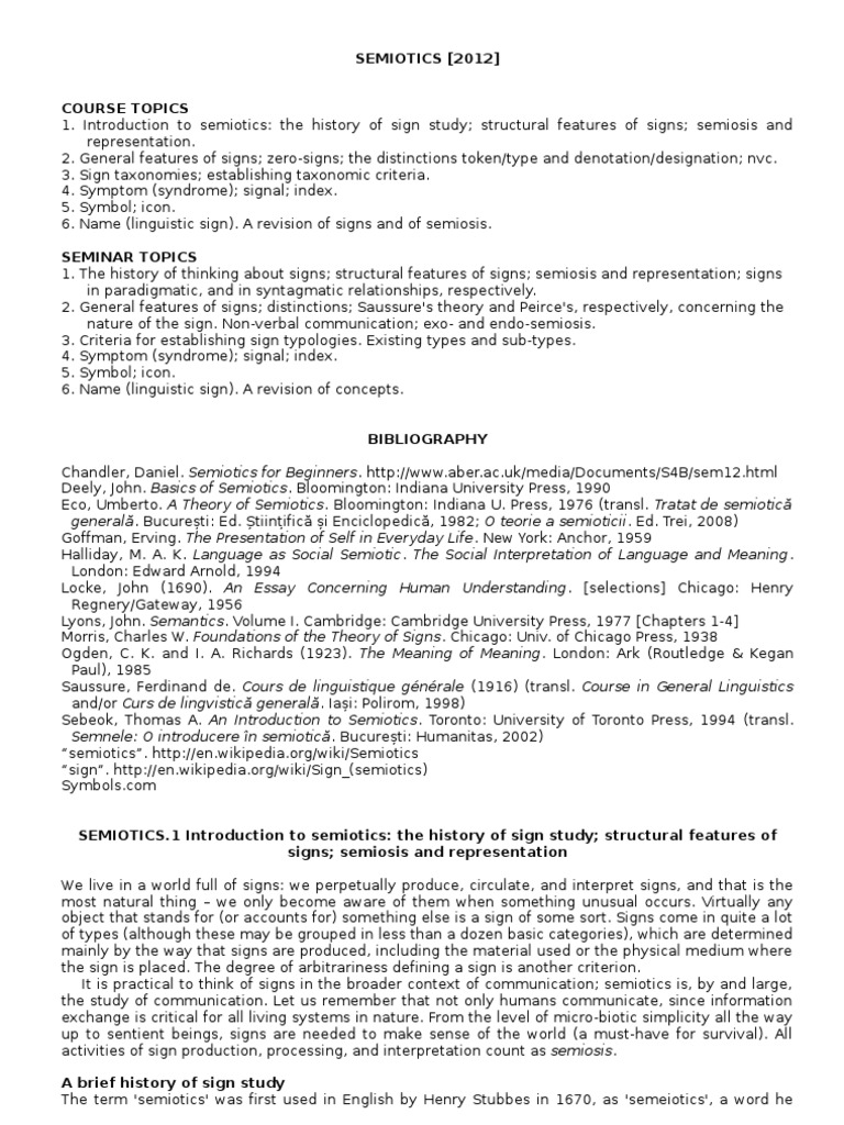 Semiotics 1 6 | PDF