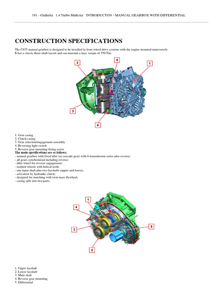 C635 Manual Gearbox Specifications | PDF | Gear | Manual Transmission