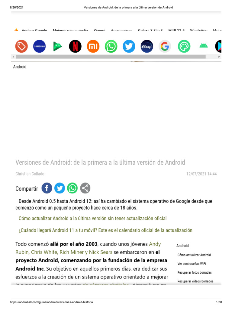 Evolución de versiones de Android | PDF | Android (sistema operativo ...