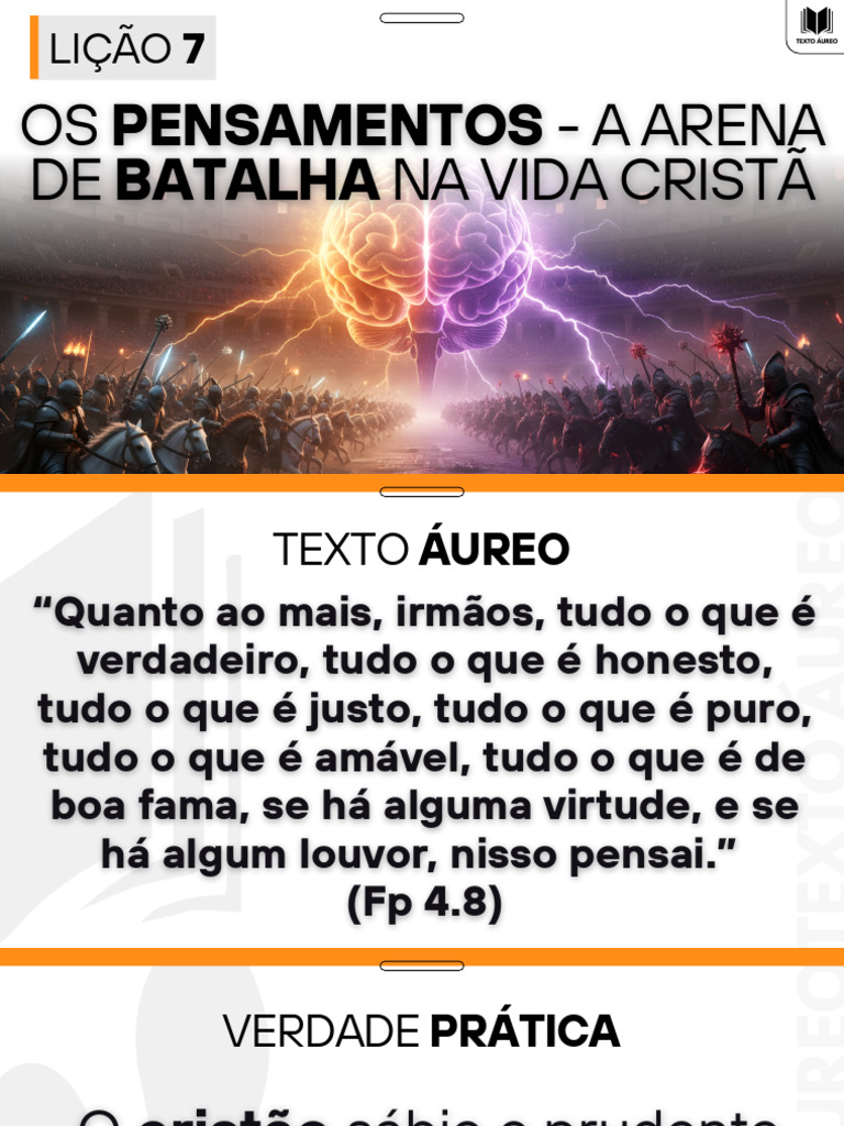 Slides Lição 7 - Os Pensamentos - A Arena de Batalha Na Vida Cristã ...